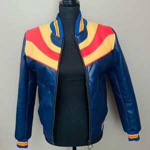 Unbranded Faux Leather Vintage Rising Sun Bomber Jacket Sz L